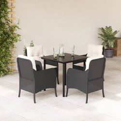 Set da Pranzo da Giardino 5 pz Nero con Cuscini in Polyrattancod mxl 134877