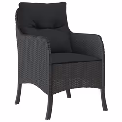 Set da Pranzo da Giardino 5 pz Nero con Cuscini in Polyrattancod mxl 134878 - Vista aggiuntiva 3