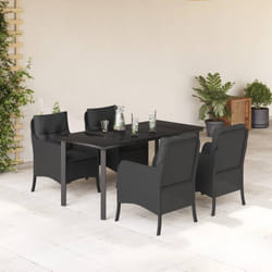 Set da Pranzo da Giardino 5 pz Nero con Cuscini in Polyrattancod mxl 113585