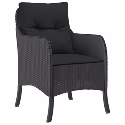 Set da Pranzo da Giardino 7 pz Nero con Cuscini in Polyrattancod mxl 86897 - Vista aggiuntiva 3