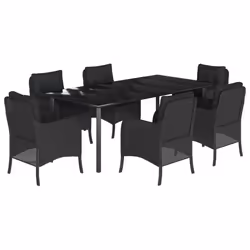 Set da Pranzo da Giardino 7 pz Nero con Cuscini in Polyrattancod mxl 110889 - Vista aggiuntiva 2