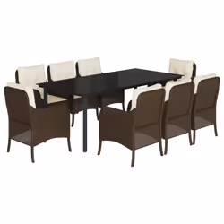 Set da Pranzo da Giardino 9pz con Cuscini Marrone in Polyrattancod mxl 116122 - Vista aggiuntiva 2