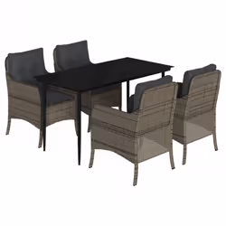 Set da Pranzo da Giardino 5 pz con Cuscini in Polyrattan Grigiocod mxl 86898 - Vista aggiuntiva 2