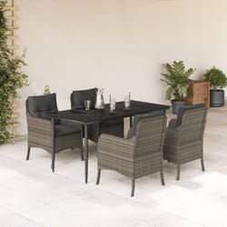 Set da Pranzo da Giardino 5 pz con Cuscini in Polyrattan Grigiocod mxl 111511