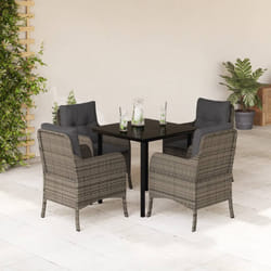Set da Pranzo da Giardino 5 pz con Cuscini in Polyrattan Grigiocod mxl 134880
