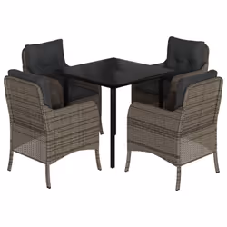 Set da Pranzo da Giardino 5 pz con Cuscini in Polyrattan Grigiocod mxl 134880 - Vista aggiuntiva 2