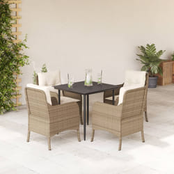 Set da Pranzo da Giardino 5 pz con Cuscini Beige in Polyrattancod mxl 134881