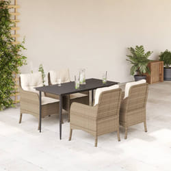Set da Pranzo da Giardino 5 pz con Cuscini Beige in Polyrattancod mxl 110890