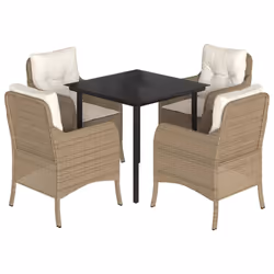 Set da Pranzo da Giardino 5 pz con Cuscini Beige in Polyrattancod mxl 110891 - Vista aggiuntiva 2