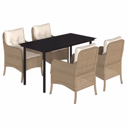 Set da Pranzo da Giardino 5 pz con Cuscini Beige in Polyrattancod mxl 86899 - Vista aggiuntiva 2