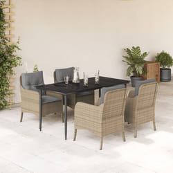 Set da Pranzo da Giardino 5 pz con Cuscini Beige in Polyrattancod mxl 113586