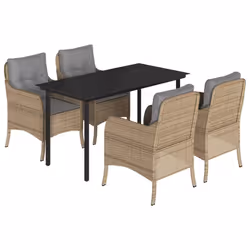 Set da Pranzo da Giardino 5 pz con Cuscini Beige in Polyrattancod mxl 111928 - Vista aggiuntiva 2
