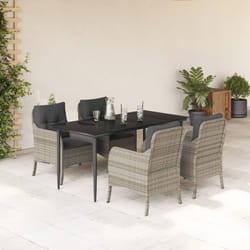 Set Pranzo da Giardino 5pz con Cuscini Grigio Chiaro Polyrattancod mxl 117069