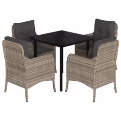 Set Pranzo da Giardino 5pz con Cuscini Grigio Chiaro Polyrattancod mxl 113550 - Vista aggiuntiva 2