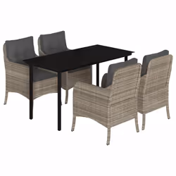 Set Pranzo da Giardino 5pz con Cuscini Grigio Chiaro Polyrattancod mxl 92140 - Vista aggiuntiva 2