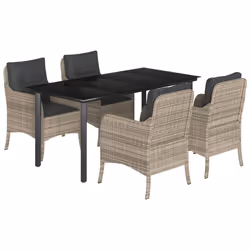 Set Pranzo da Giardino 5pz con Cuscini Grigio Chiaro Polyrattancod mxl 92156 - Vista aggiuntiva 2