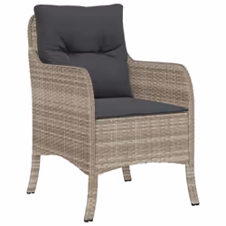Set da Pranzo da Giardino 7 pz Cuscini Polyrattan Grigio Chiarocod mxl 111929 - Vista aggiuntiva 3