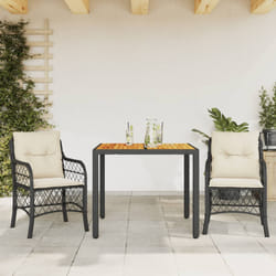 Set da Bistrò 3 pz con Cuscini Nero in Polyrattancod mxl 112648