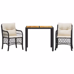 Set da Bistrò 3 pz con Cuscini Nero in Polyrattancod mxl 112648 - Vista aggiuntiva 2