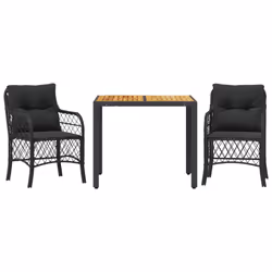 Set da Bistrò 3 pz con Cuscini Nero in Polyrattancod mxl 87197 - Vista aggiuntiva 2