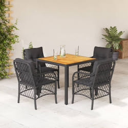Set da Pranzo da Giardino 5 pz Nero con Cuscini in Polyrattancod mxl 111202