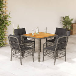 Set da Pranzo da Giardino 5 pz con Cuscini in Polyrattan Grigiocod mxl 87198