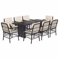 Set da Pranzo da Giardino 9 pz con Cuscini Nero in Polyrattancod mxl 111302 - Vista aggiuntiva 2