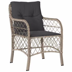 vidaXL Set Pranzo da Giardino 9pz con Cuscini Grigio Chiaro Polyrattan - Vista aggiuntiva 3