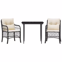 Set da Bistrò 3 pz con Cuscini Nero in Polyrattancod mxl 87194 - Vista aggiuntiva 2