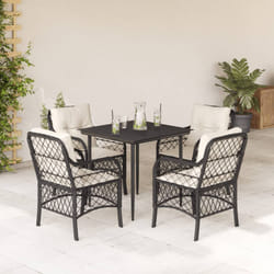Set da Pranzo da Giardino 5 pz Nero con Cuscini in Polyrattancod mxl 111205