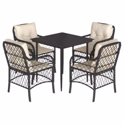 Set da Pranzo da Giardino 5 pz Nero con Cuscini in Polyrattancod mxl 111205 - Vista aggiuntiva 2