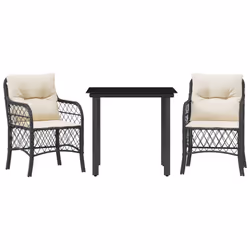 Set da Bistrò 3 pz con Cuscini Nero in Polyrattancod mxl 88652 - Vista aggiuntiva 2