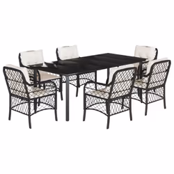 Set da Pranzo da Giardino 7 pz Nero con Cuscini in Polyrattancod mxl 87201 - Vista aggiuntiva 2