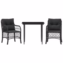 Set da Bistrò 3 pz con Cuscini Nero in Polyrattancod mxl 87199 - Vista aggiuntiva 2