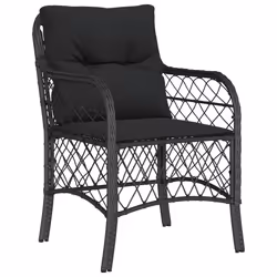 Set da Pranzo da Giardino 5 pz Nero con Cuscini in Polyrattancod mxl 116115 - Vista aggiuntiva 3