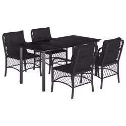 Set da Pranzo da Giardino 5 pz Nero con Cuscini in Polyrattancod mxl 111210 - Vista aggiuntiva 2