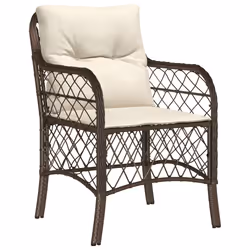 Set da Pranzo da Giardino 5pz con Cuscini in Polyrattan Marronecod mxl 88682 - Vista aggiuntiva 3