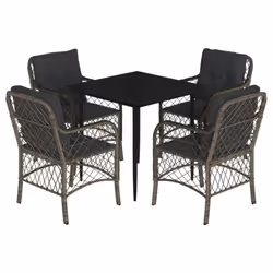 Set da Pranzo da Giardino 5 pz con Cuscini in Polyrattan Grigiocod mxl 111212 - Vista aggiuntiva 2