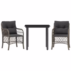 Set da Bistrò 3 pz con Cuscini Grigio in Polyrattancod mxl 116133 - Vista aggiuntiva 2