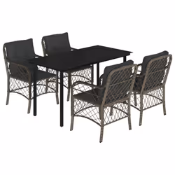 Set da Pranzo da Giardino 5 pz con Cuscini in Polyrattan Grigiocod mxl 111213 - Vista aggiuntiva 2