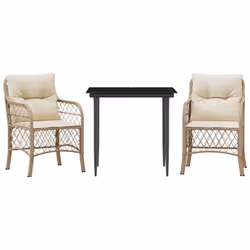 Set da Bistrò 3 pz con Cuscini Beige in Polyrattancod mxl 111197 - Vista aggiuntiva 2