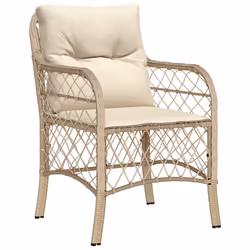Set da Pranzo da Giardino 5 pz con Cuscini Beige in Polyrattancod mxl 87202 - Vista aggiuntiva 3