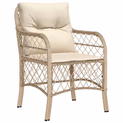 Set da Pranzo da Giardino 5 pz con Cuscini Beige in Polyrattancod mxl 112679 - Vista aggiuntiva 3