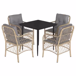 Set Pranzo da Giardino 5 pz con Cuscini Beige Misto Polyrattancod mxl 87205 - Vista aggiuntiva 2