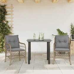 Set da Bistrò 3 pz con Cuscini Beige Misto in Polyrattancod mxl 111200