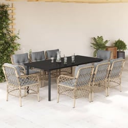 Set Pranzo da Giardino 9 pz con Cuscini Beige Misto Polyrattancod mxl 111206