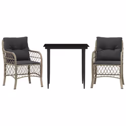 Set da Bistrò 3 pz con Cuscini Grigio Chiaro in Polyrattancod mxl 90084 - Vista aggiuntiva 2