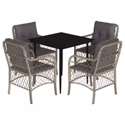Set Pranzo da Giardino 5pz con Cuscini Grigio Chiaro Polyrattancod mxl 111208 - Vista aggiuntiva 2
