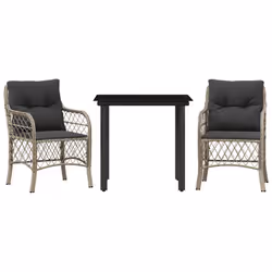 Set da Bistrò 3 pz con Cuscini Grigio Chiaro in Polyrattancod mxl 114084 - Vista aggiuntiva 2