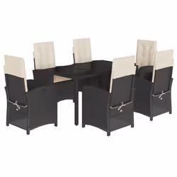 Set da Pranzo da Giardino 7 pz Nero con Cuscini in Polyrattancod mxl 113548 - Vista aggiuntiva 2